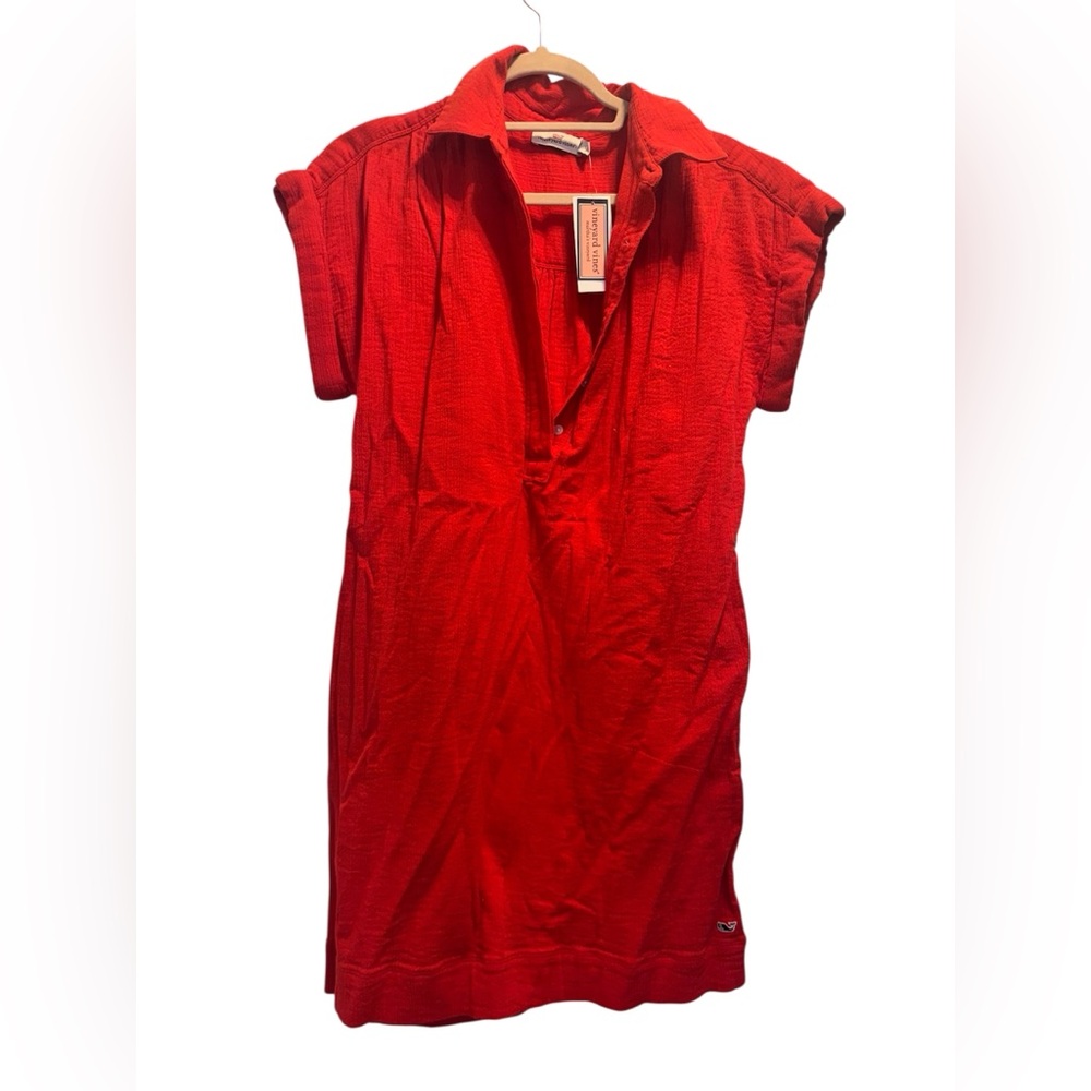 Vineyard Vines women's red shirtdress